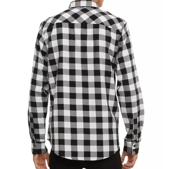 XXX Rude Mens Medium Buffalo Check Button Down Shirt Emo Scene Grunge Punk Retro - Picture 6 of 16